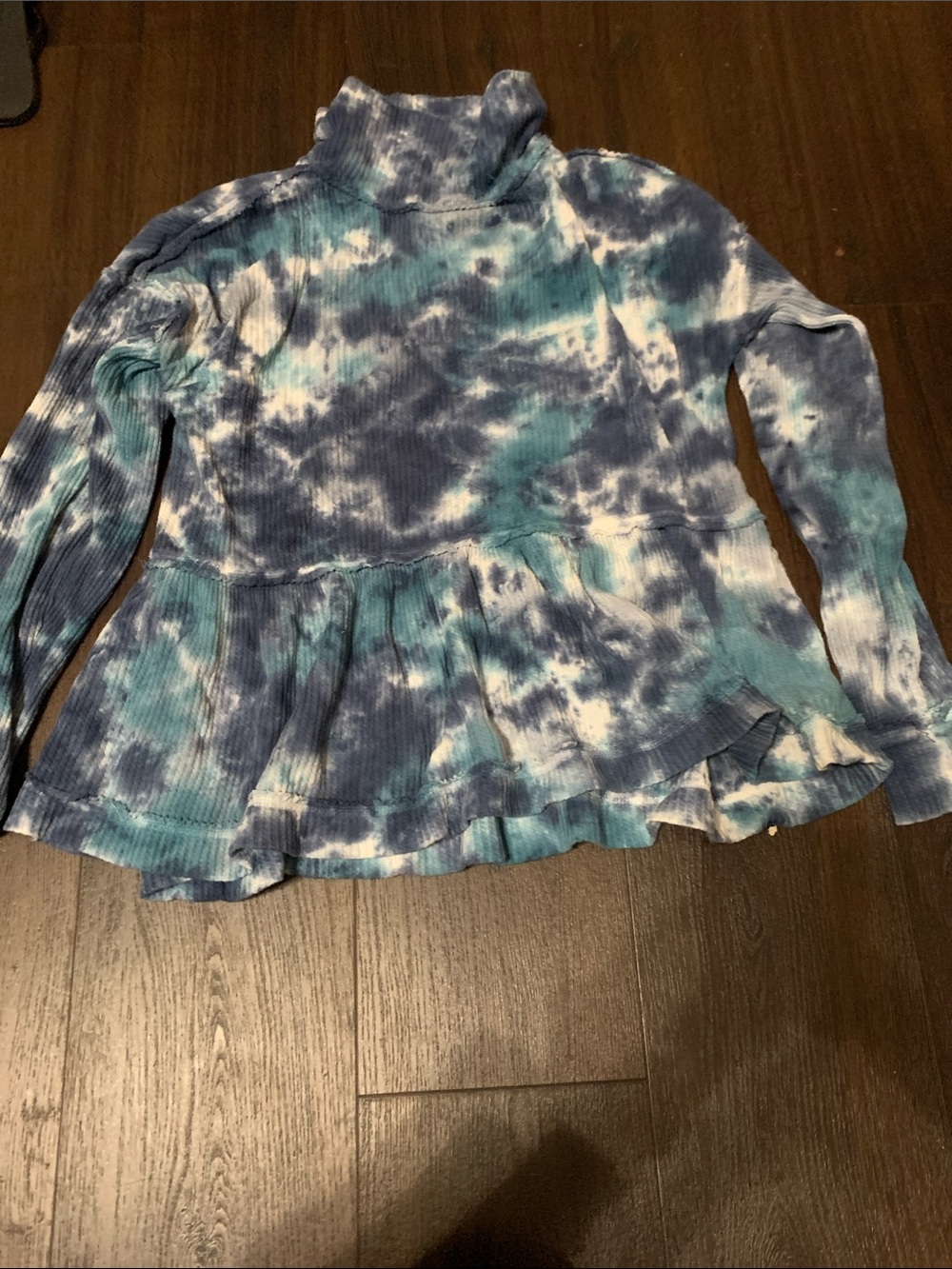 True Craft Blue & Teal Tie-Dye Peplum Long-Sleeve Top